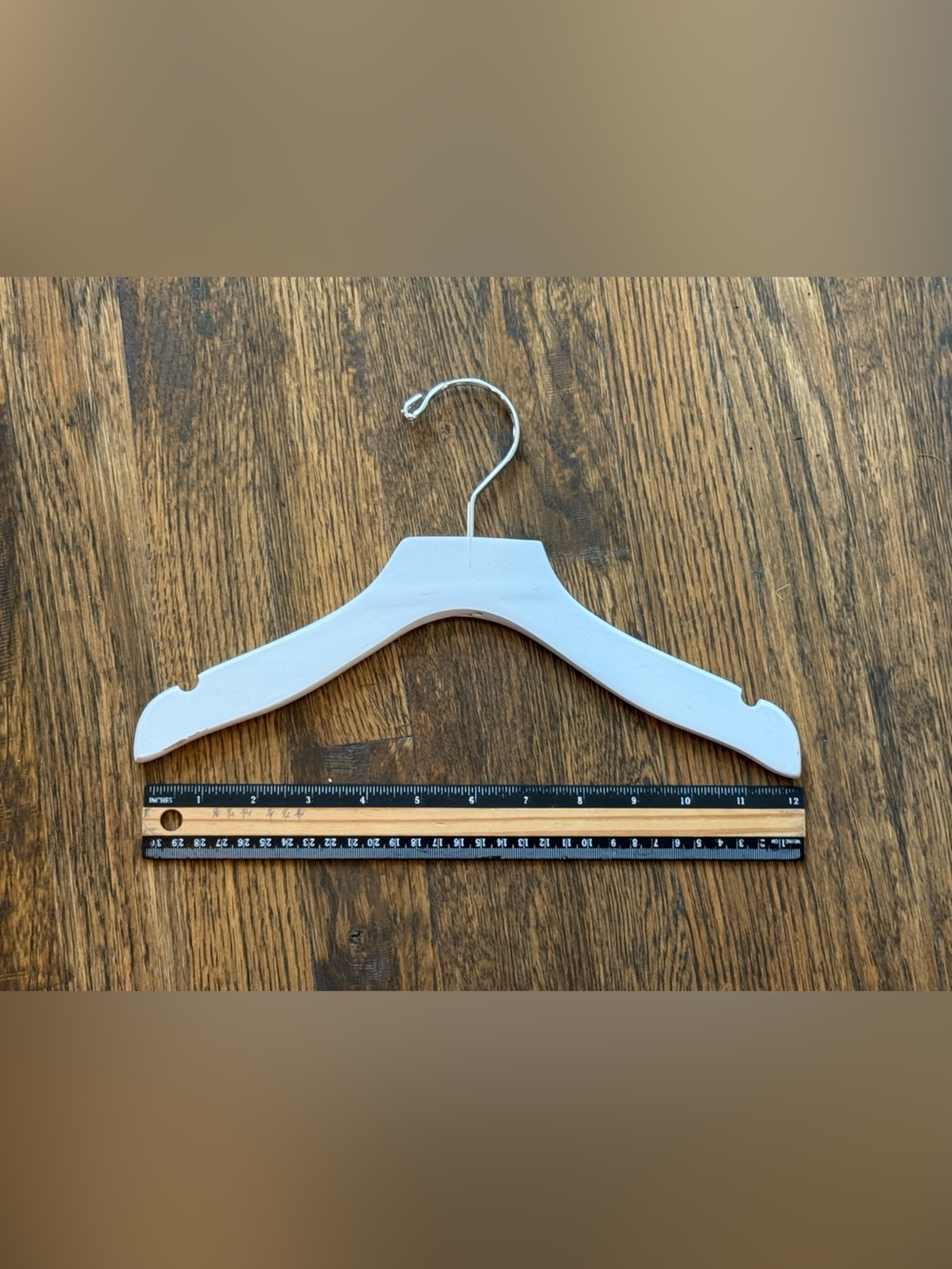 12” White Wooden Clothes Hanger 7 pieces